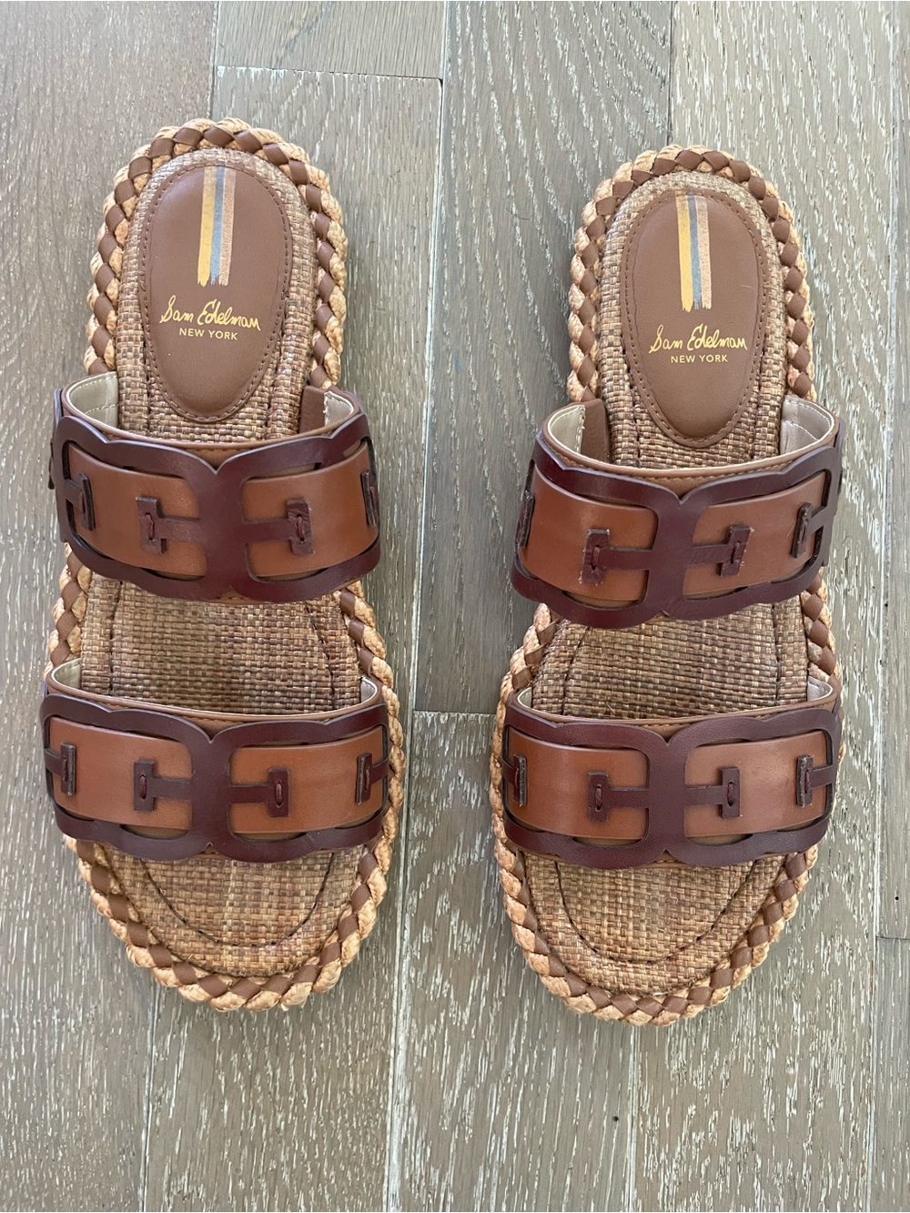 Women’s Brown Double-Strap Leather Slide Sandal - Picture 2 of 7